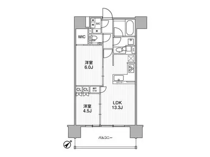 ディームス渋谷本町(2LDK/9階)の間取り写真
