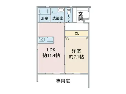 CHAT NOIR 白鳥(1LDK/1階)の間取り写真