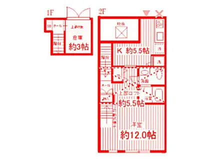 ASHTON HILLS(1DK/2階)の間取り写真
