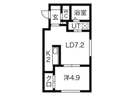 ENCHANT PR19 学生さん対象マンション(1LDK/4階)の間取り写真