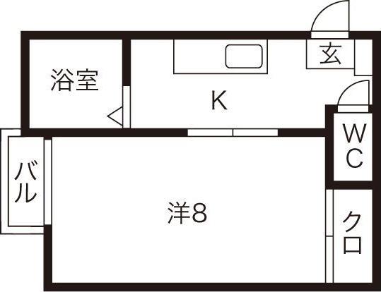 セレーノ(1K/2階)の間取り写真
