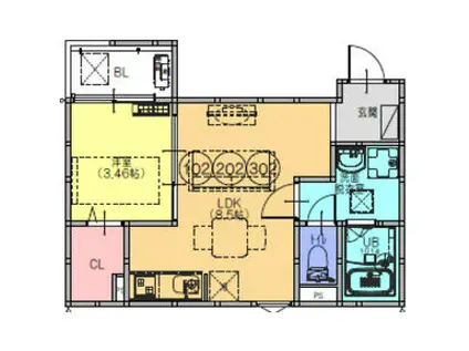 FSTYLE八尾北本町2号館(1LDK/3階)の間取り写真