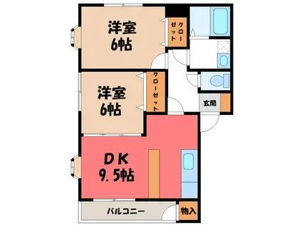 エトワルA(2DK/1階)の間取り写真