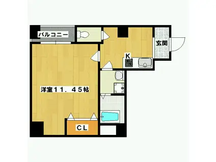 エターナル高辻(1K/4階)の間取り写真