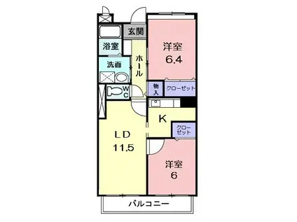 ガーデンプレイスII(2LDK/3階)の間取り写真