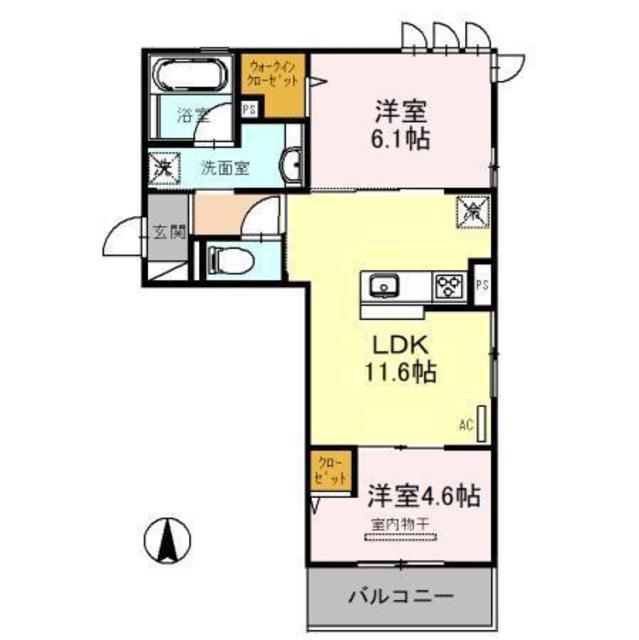サニーコート嵯峨(2LDK/3階)の間取り写真