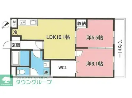 リバーサイド大澤(2LDK/1階)の間取り写真