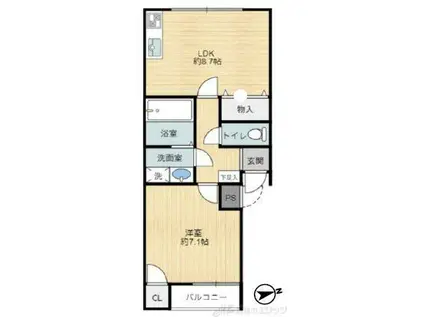 星見レスガス(1LDK/1階)の間取り写真