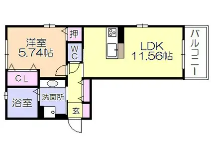 ブレイティア(1LDK/2階)の間取り写真
