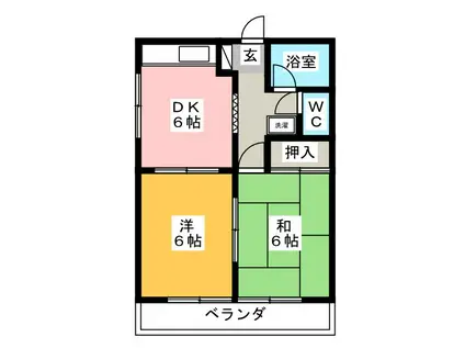 ゴッドバレー富塚(2DK/2階)の間取り写真
