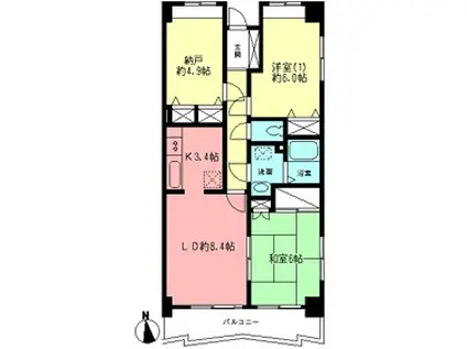 エクセル宮前平(3LDK/4階)の間取り写真