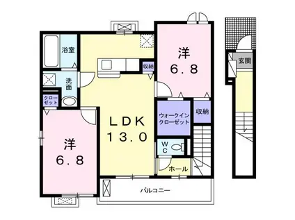 アリビオ S テラス(2LDK/2階)の間取り写真