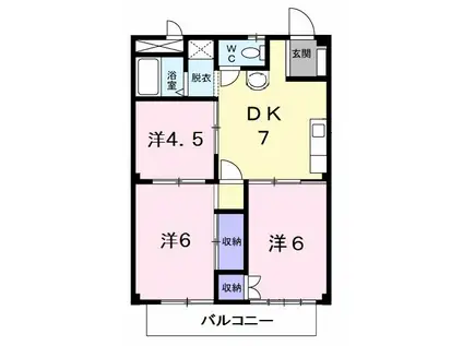 コーポラスタウン白鳥C(3DK/2階)の間取り写真