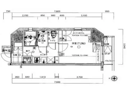 VERONA武蔵関IILUSSO(1K/2階)の間取り写真