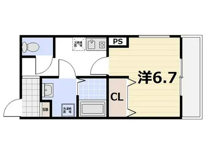 ルミエール梛(1K/2階)の間取り写真
