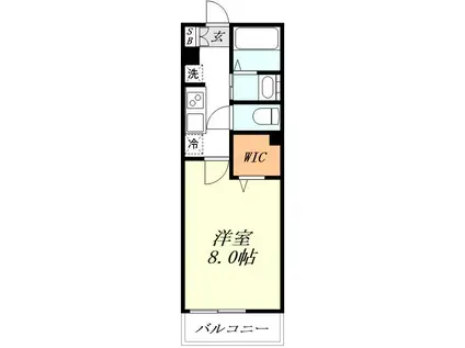 グリーングレイス(1K/1階)の間取り写真