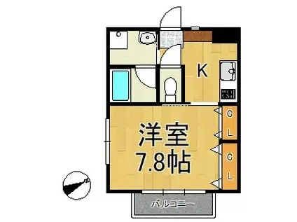 ブライト大船(1K/1階)の間取り写真