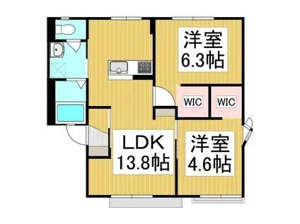 フレグランス江部(2LDK/1階)の間取り写真