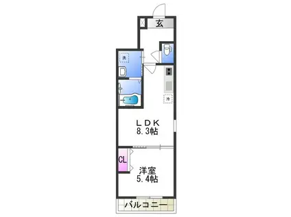 フジパレス遠里小野VI番館(1LDK/1階)の間取り写真