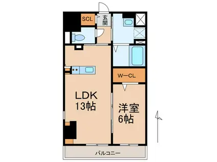 ワシンレジデンス(1LDK/3階)の間取り写真