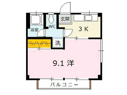 山田ビル(1K/4階)の間取り写真