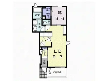 ソレイユIII(1LDK/1階)の間取り写真