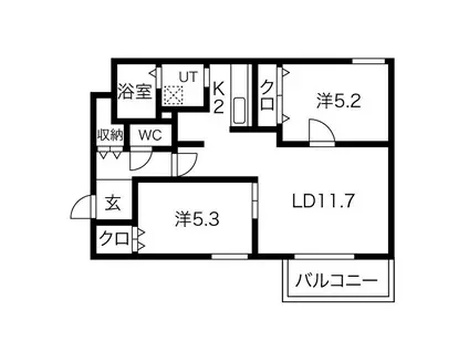 ASTREA HILLS南13条(2LDK/5階)の間取り写真