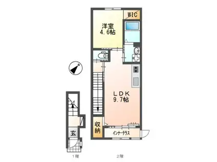 クルール(1LDK/1階)の間取り写真