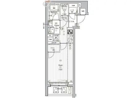 THE プレミアムキューブG大崎(1K/2階)の間取り写真