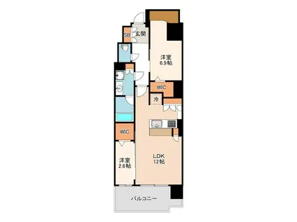 アーバネックス本町II(2LDK/9階)の間取り写真