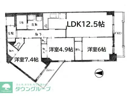スイホウ壱番館(3LDK/4階)の間取り写真