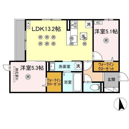 アネックスV(2LDK/1階)の間取り写真