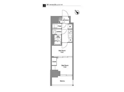 BPRレジデンス王子イースト(2K/12階)の間取り写真