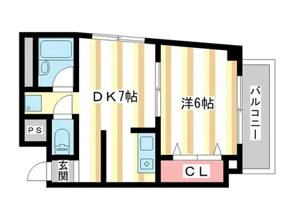 パストラル生駒(1DK/3階)の間取り写真