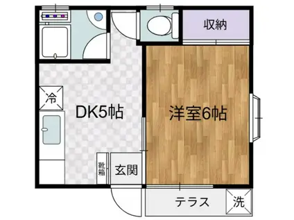 ベルハイム成城(1DK/1階)の間取り写真