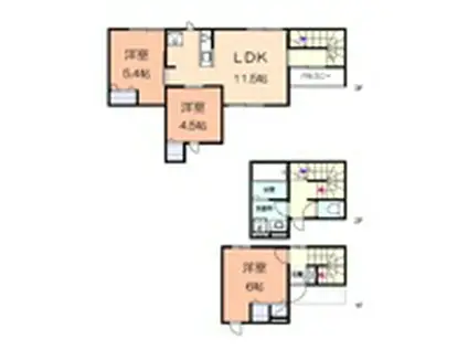 ヒュッゲ(3LDK/3階)の間取り写真