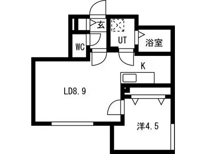 ヴィクトワール麻生(1LDK/2階)の間取り写真