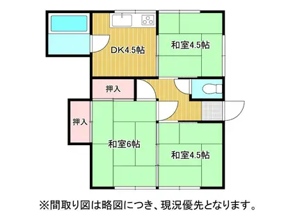 ハイツ下南部(3DK/1階)の間取り写真