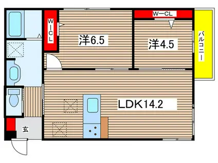 チェリーカーサ西原(2LDK/2階)の間取り写真