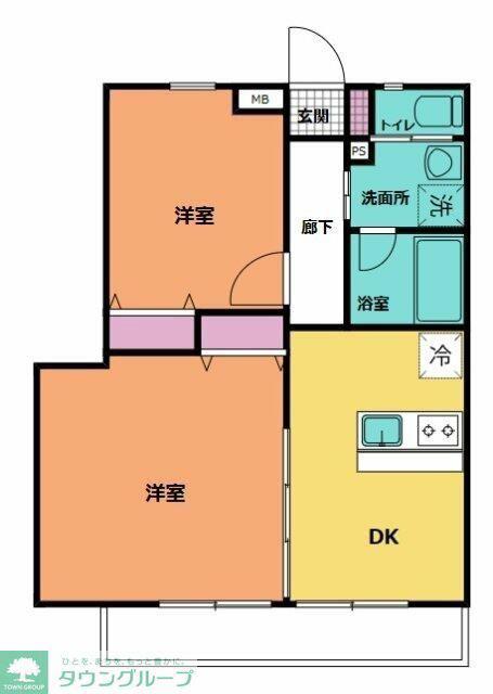 アステリア(2DK/3階)の間取り写真