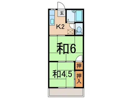 パールハイツ(2K/1階)の間取り写真