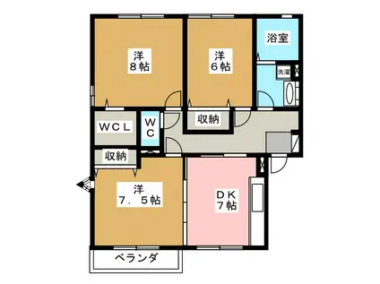 ウエストヴィレッジ(3DK/2階)の間取り写真