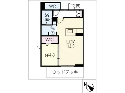 ドエルエルガー(1LDK/1階)の間取り写真