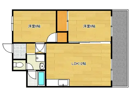 ハイネス横川(2LDK/6階)の間取り写真