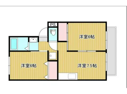 ソレイユ新田(2DK/2階)の間取り写真