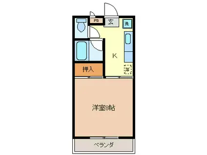 コーポ御幣川(1K/1階)の間取り写真