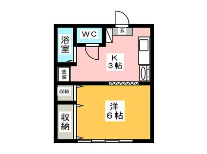 ベルソードHEISEI I(1K/2階)の間取り写真