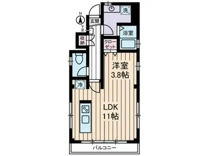 シャリエール森下(1LDK/2階)の間取り写真