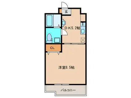 スリーアイランド今宿(1K/3階)の間取り写真