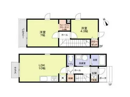 エムキース国領B(2LDK/2階)の間取り写真